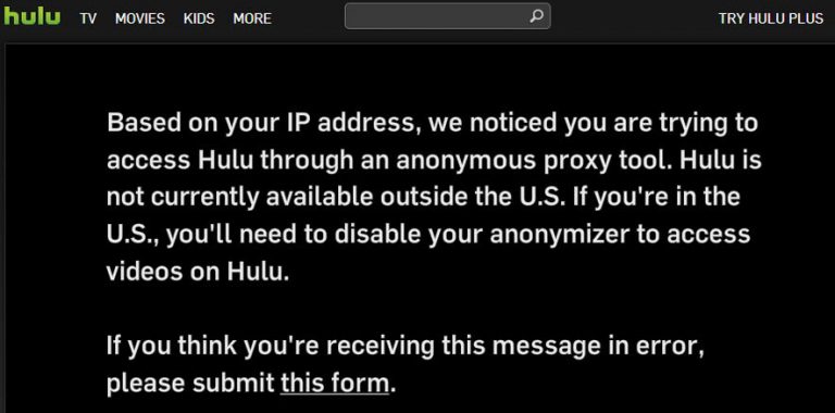 hulu says im using a vpn